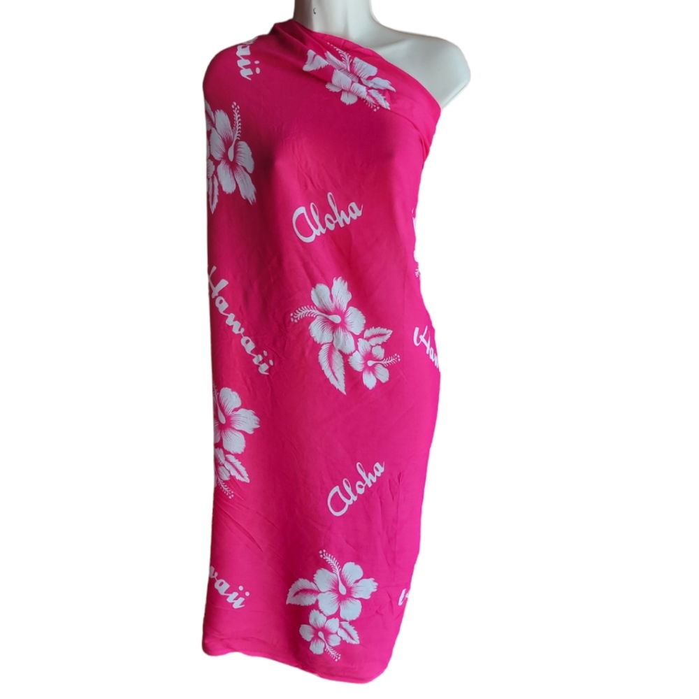 NEW Large Pink Hawaiian Hibiscus Sarong Wrap Pareo